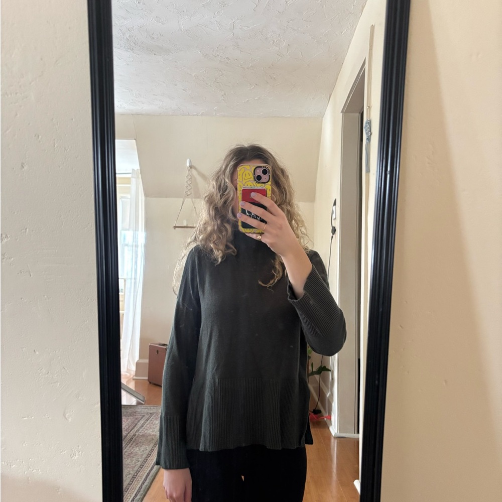 Cyrus Olive Green Ribbed Crewneck Sweater